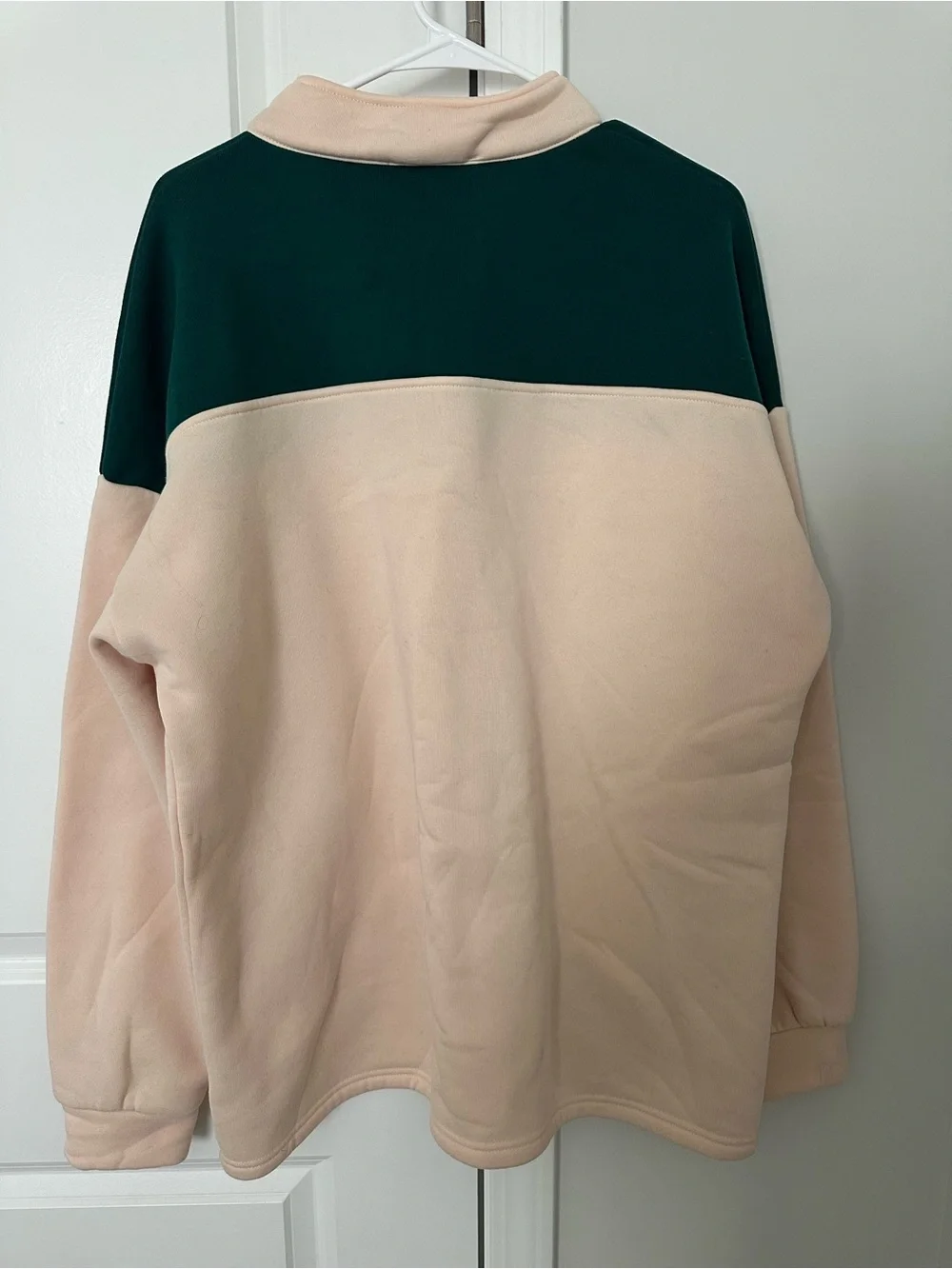Alaska The Last Frontier Quarter Zip Sweatshirt |Green and Cream Color Block 2XL - Picture 5 of 8